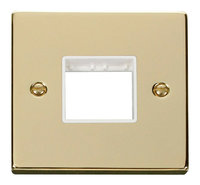 Click Deco Victorian Polished Brass with White 1 Gang Plate Double Aperture | LV0101.1820