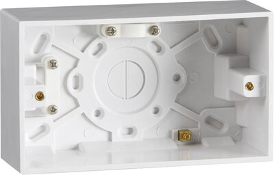 Twin Pattress Box with Earth Terminal 47mm White