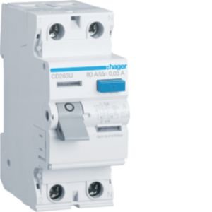 Hager 80A 2P 6kA 30mA Type A RCD CD283U