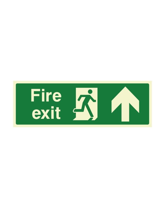 FIRE EXIT UP SIGN PHOTOLUMINESCENT 300MM X 100MM