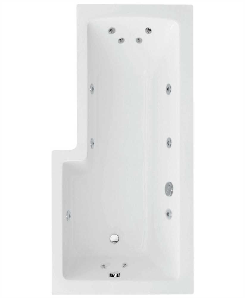 L SHAPE 1700X850MM RH SINGLE ENDED 12 JET WHIRLPOOL BATH & PANEL