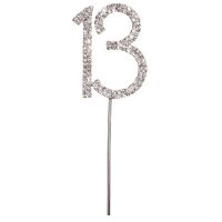 Diamante "13th" On Stem Silver - 4 x 5.5cm