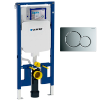 Geberit Duofix 1.14m Frame, Sigma Cistern 8cm Included + Chrome Flush Plate 111.799.00.1