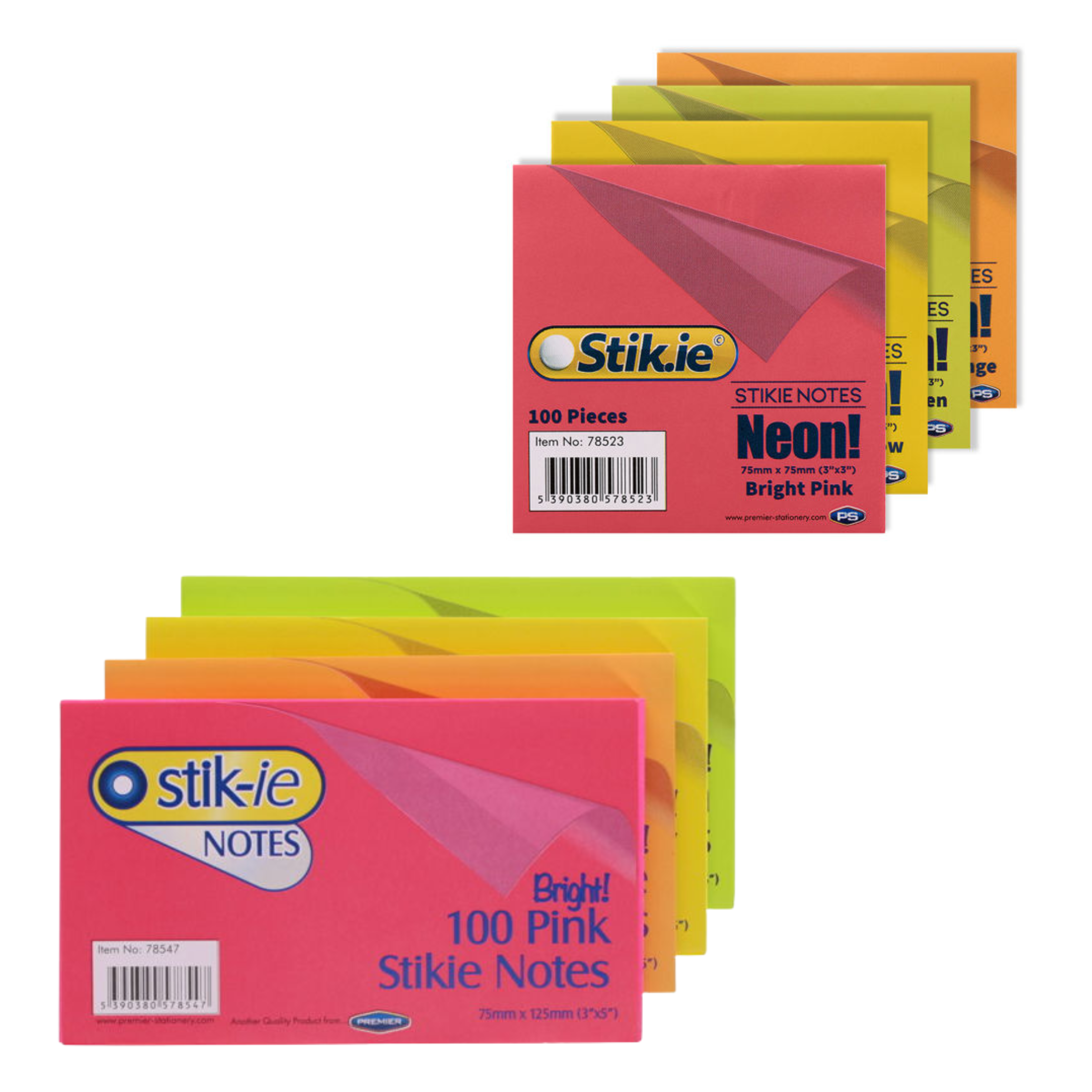 Assorted Multicoloured Sticky Notes 12/Pack