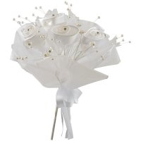 Satin Rose Pearl Bouquet Ivory