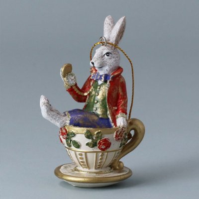 Hanging Decoration - White Rabbit in Teacup