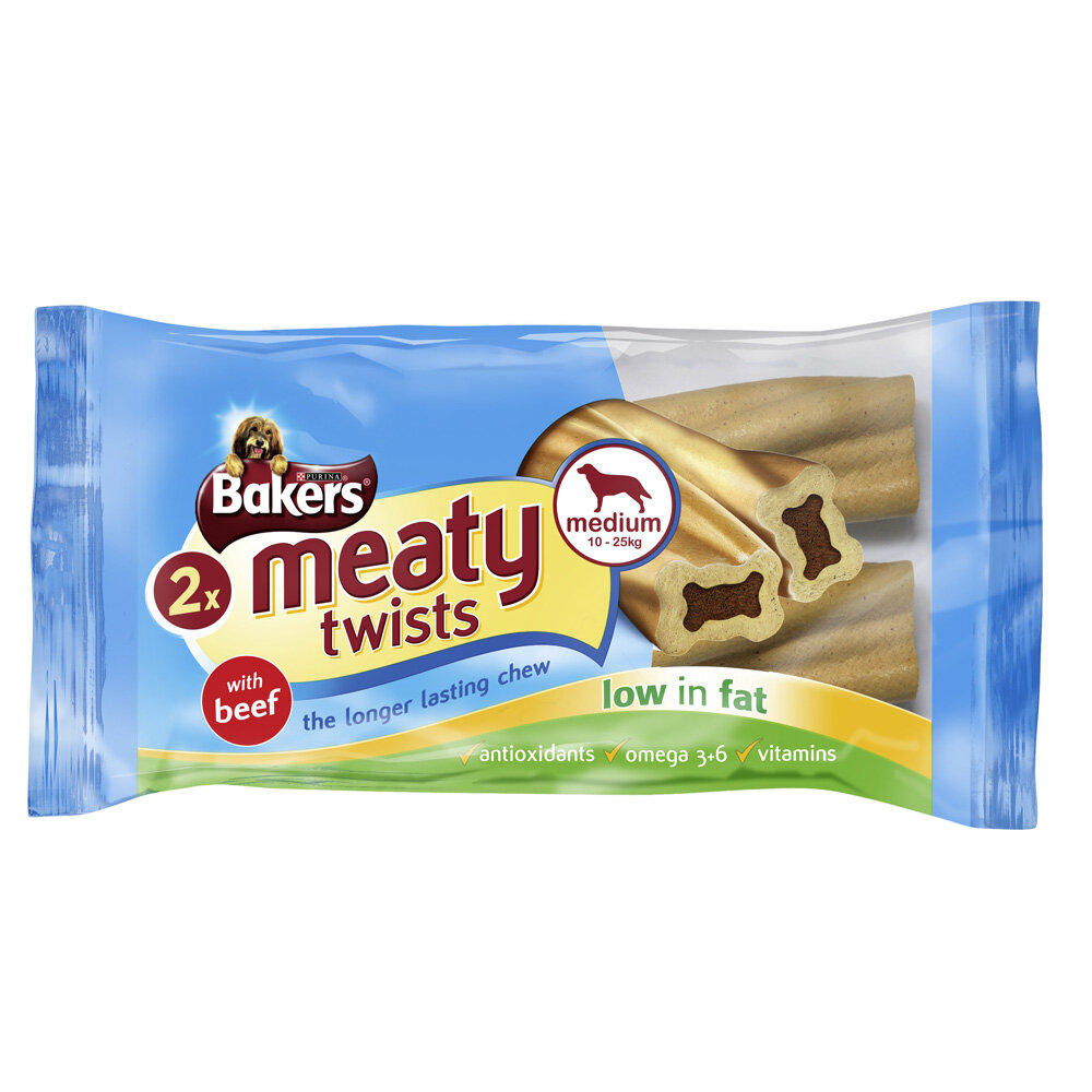 Bakers Meaty Twists Dog Treats Medium 12 x 180g AR Wholesale