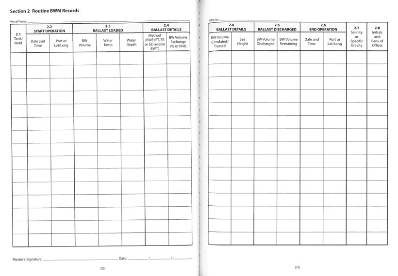 Ballast Water Record Book toddnavigation