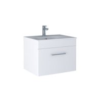 Tucker French Bucks 600mm Wall Mounted Single Drawer Basin Unit Matt White