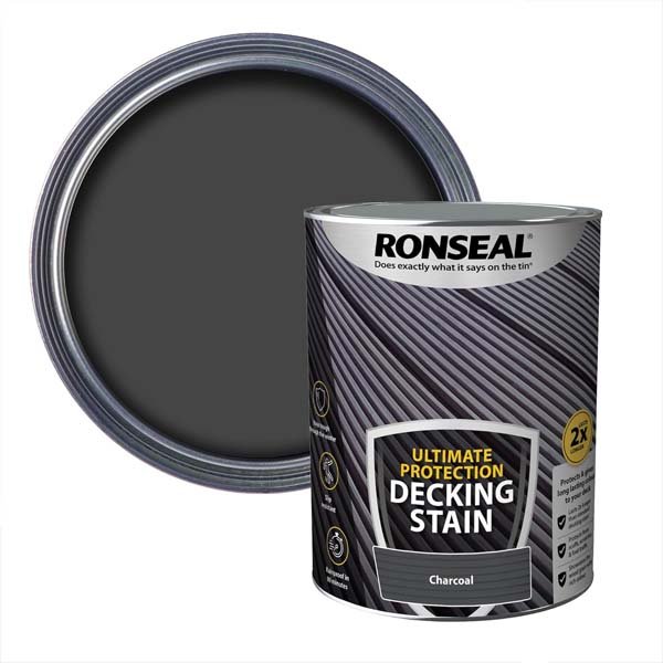 Ronseal Ultimate Protection Deck Stain Charcoal Colour 5L & Swatch