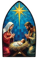 Metal Plaque with Light/Nativity   (89099)