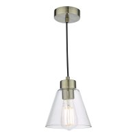 Dar Jie 1 Light Pendant Antique Brass Glass | LV1802.0196