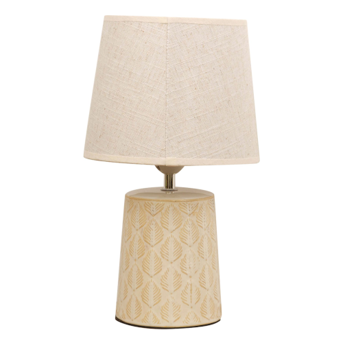 Hestia Leaf Print Table Lamp w/ Beige Linen Shade (8/6)