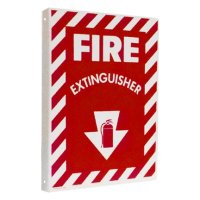 Fire Extinguisher w/Picture Arrow, 9" x 12", Angled, Rigid  Plastic