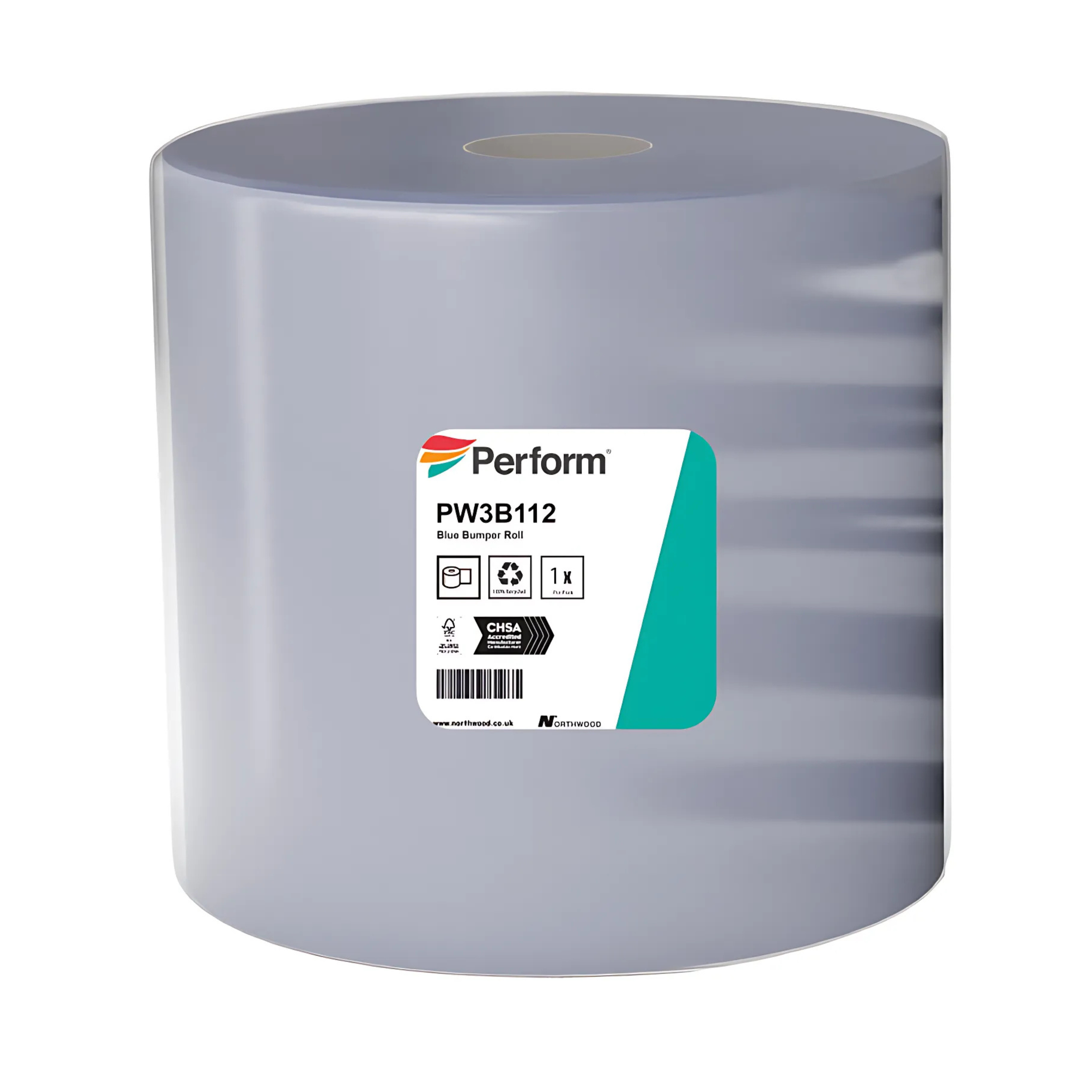 3 Ply Wiper Roll, Blue, 370m x 355mm x 1