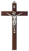 Hanging Wood Crucifix 7 inch/Metal Corpus   (10614)
