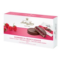 Anthon Berg raspberry in orange liqueur marzipan in dark choc 12x220g