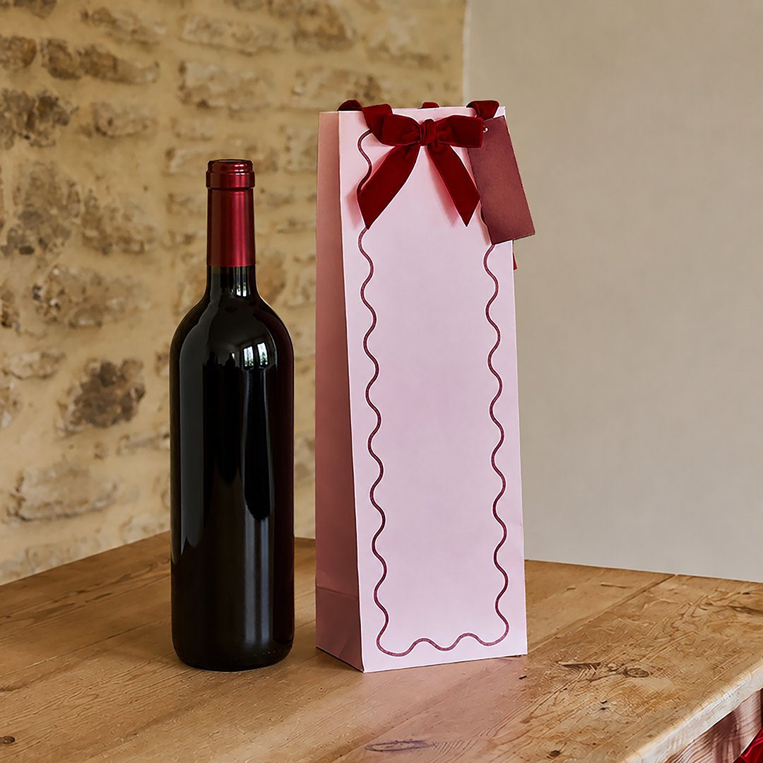 Pink & Red Velvet Bow Bottle Bag