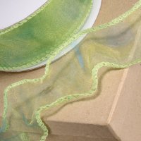 Organza 2 Tone Wired Ribbon Green - 50mm x 25m