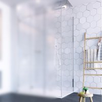 ORO CORNER SIDE PANEL 900MM BRIGHT SILVER WITH CLEAR GLASS