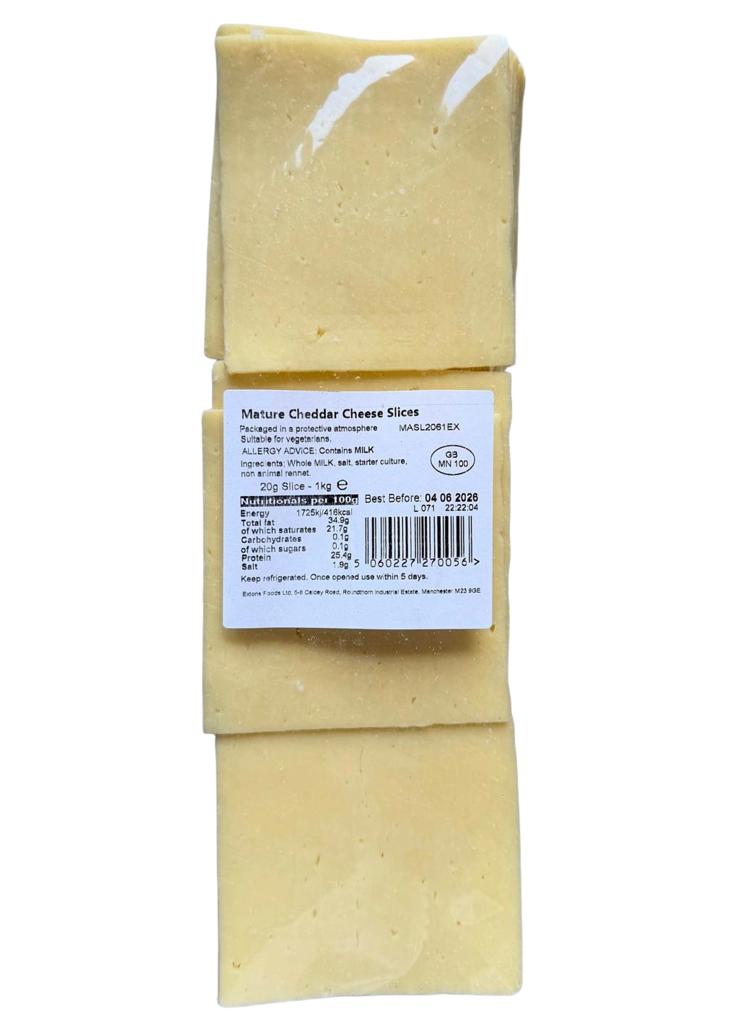 Mature Cheddar White Slices 1kg