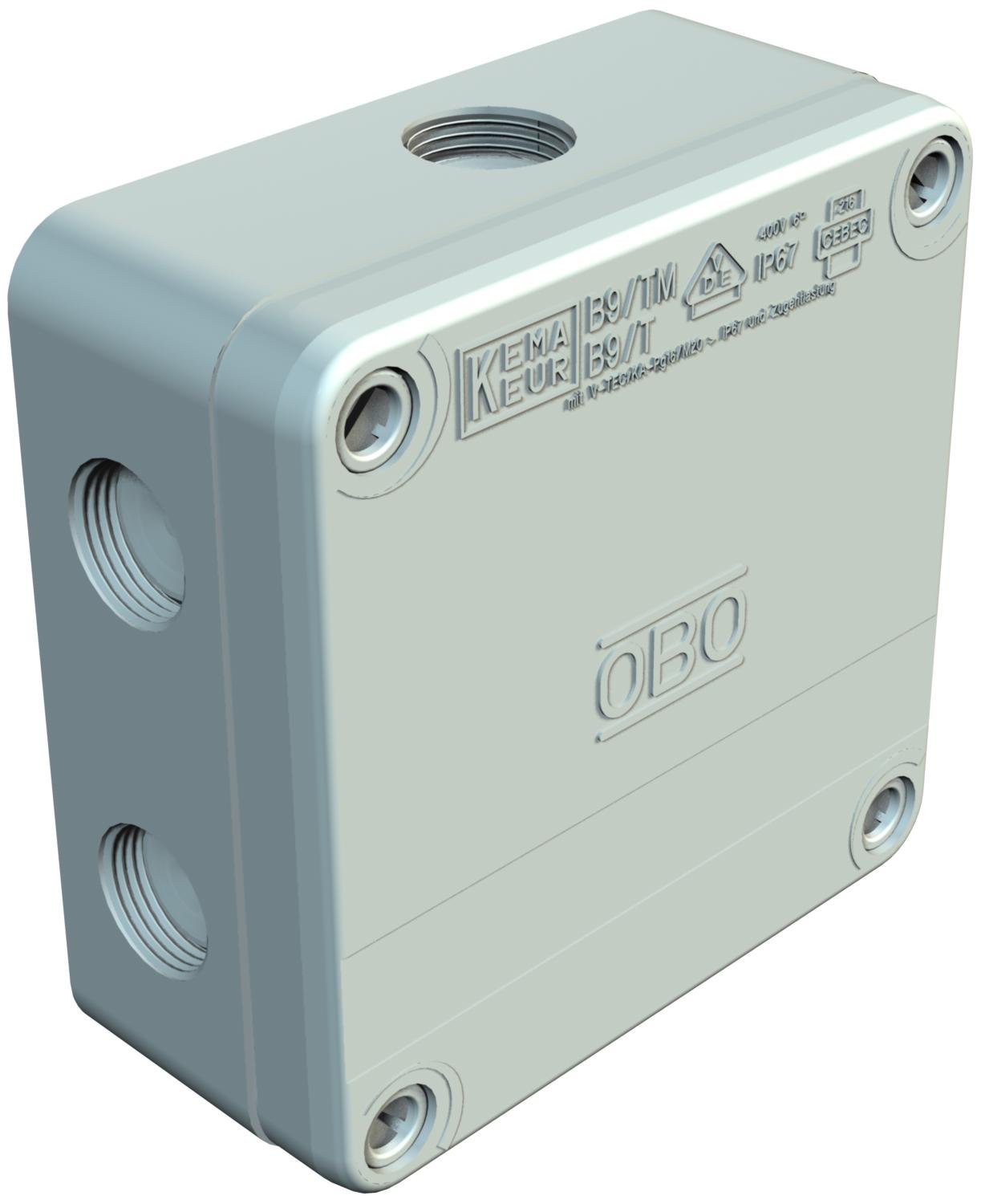 OBO Junction box B 9 T, perforation membrane, with terminal strip, metric