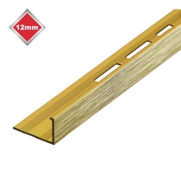 L-Shaped Tile Trim Brushed Gold/Brass 12mm 2.4m