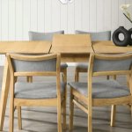 Salz 140 to 180cm Natural Oak Veneer Table & 6 Grey Chairs  3