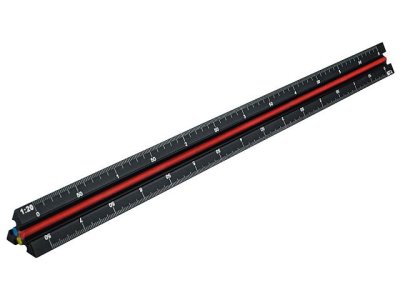 Faithfull Prestige Tri-Scale Engineer Rule Black Aluminium 300mm