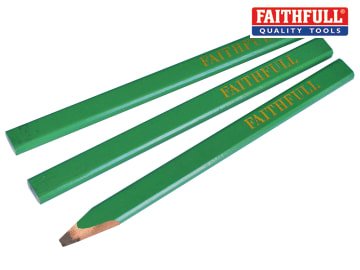 Faithfull Carpenter's Pencils - Green / Hard (Pack 3)
