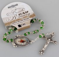 Car Rosary/Single Decade/Glass-Green   (63933)