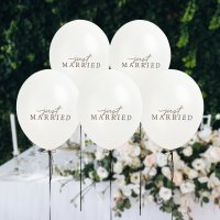 Just Married 12" Latex Balloons - Pack of 5