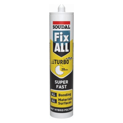 Soudal Fix ALL Turbo Super Fast Hybrid Polymer Sealant Adhesive White 290ml