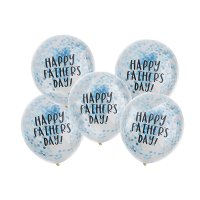 Blue 'Happy Father's Day' Confetti 12" Latex Balloons - Pack of 5