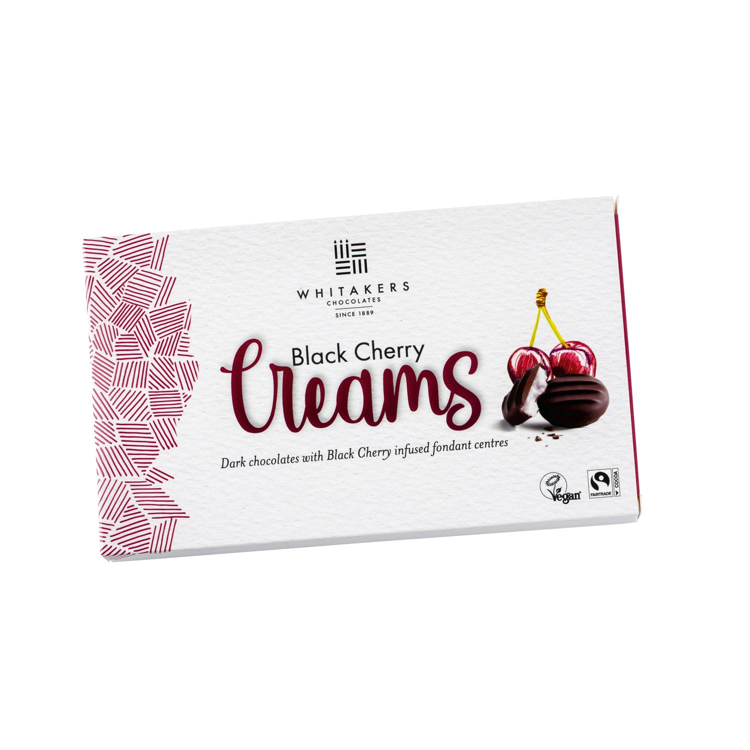 Whitakers dark choc black cherry fondant creams in carton - 14x150g