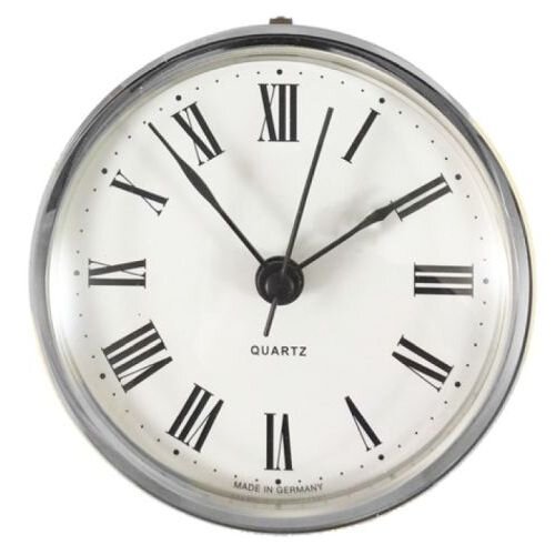 Small Roman Round Clock
White Faced
Chrome Bezel