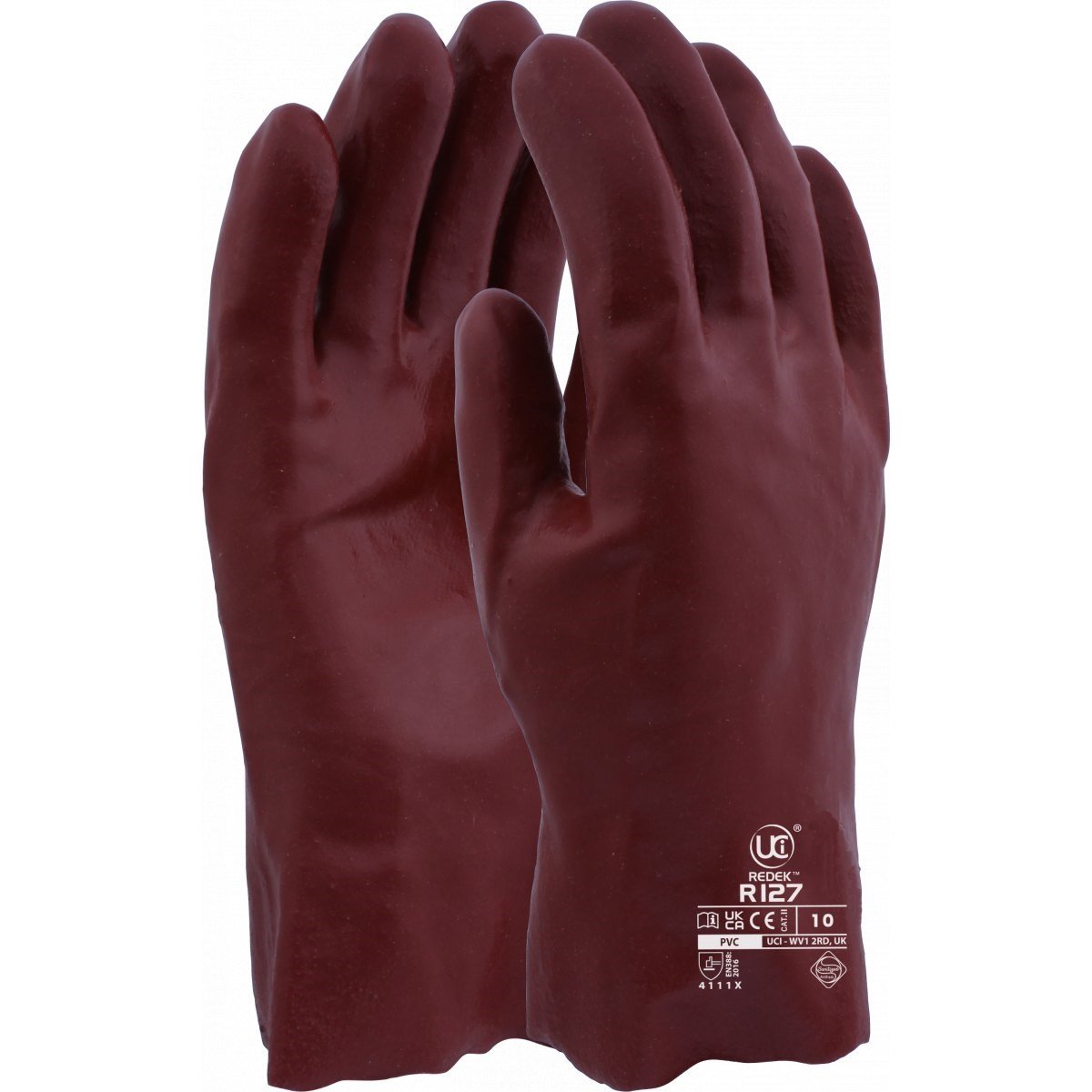 R127 STANDARD RED PVC, 11 INCH GAUNTLET - CUT LEVEL 1