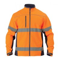 BJ6059T-Taped Hi Vis Soft Shell Jacket, Orange/Navy