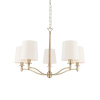 ORTONA 5LT PENDANT, MATT ANTIQUE BRASS WITH VINTAGE FAUX WHITE F