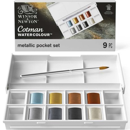 Cotman Watercolour 8 Half Pan Metallic Pocket