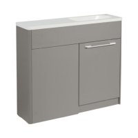 Tucker French Herts Compact 1000mm Back To Wall Floor Standing Slim Depth Basin Unit Right Handed Stone Grey