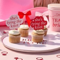 She's Tying The Knot & Satin Bow Food Picks - Pack of 12