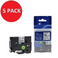 Compatible Brother TZE 241 Black on White 18mm x 8m Pack of 5