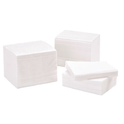 Bulk Pack toilet paper stacked in 3 piles