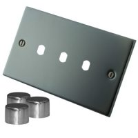 MBN3GPLT Black Nickel 3 Gang Dimmer Plate & Knobs
