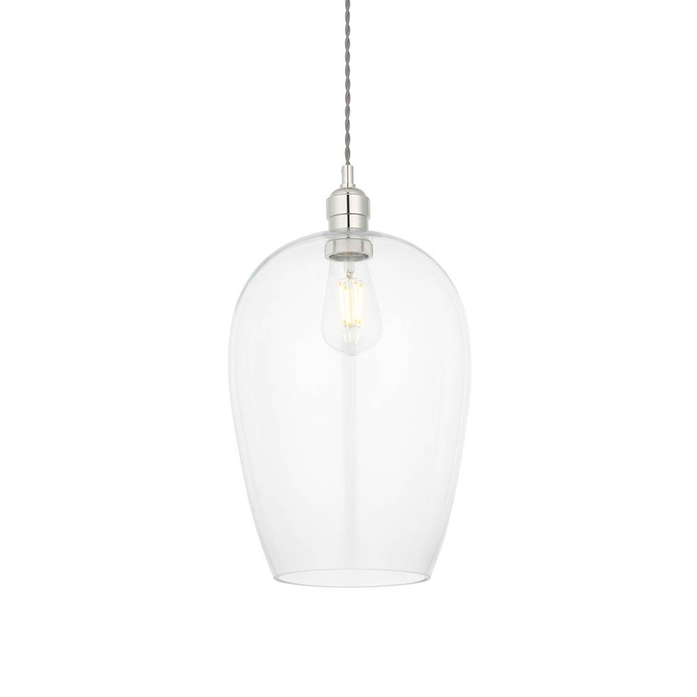 Endon Clear Glass & Bright Nickel Large Pendant