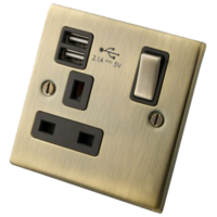 1 Gang Socket c/w USB Outlets Antique Brass MAB113SSUSB