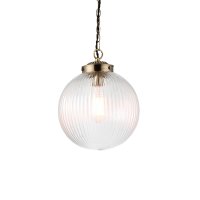 BRYDON RIBBED GLASS, ANTIQUE BRASS, 1LT PENDANT 250MM DIAMETER