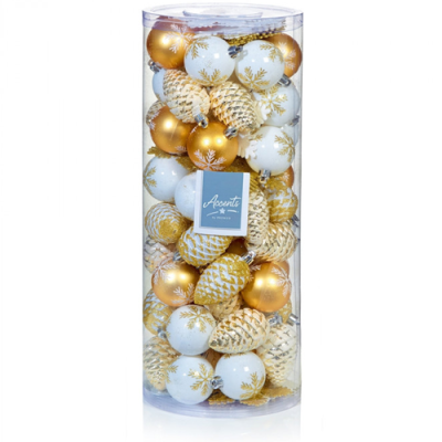 Champagne Gold Assorted Shatterproof Baubles - Set of 84