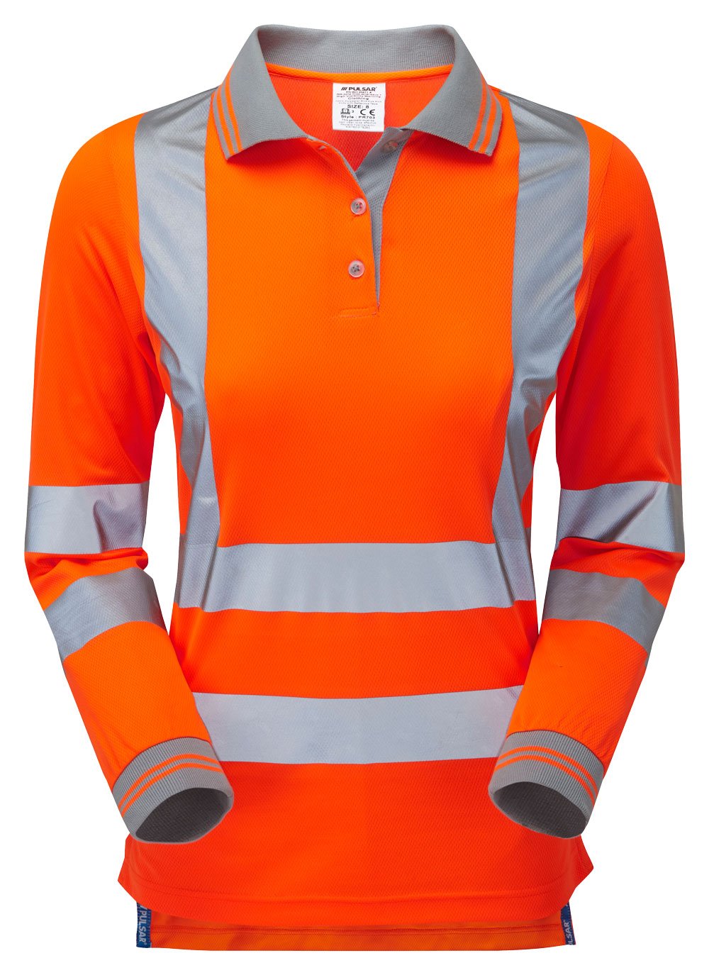 PULSAR&reg; Protect Women's Long Sleeve Polo Shirt Orange - Recycled Content